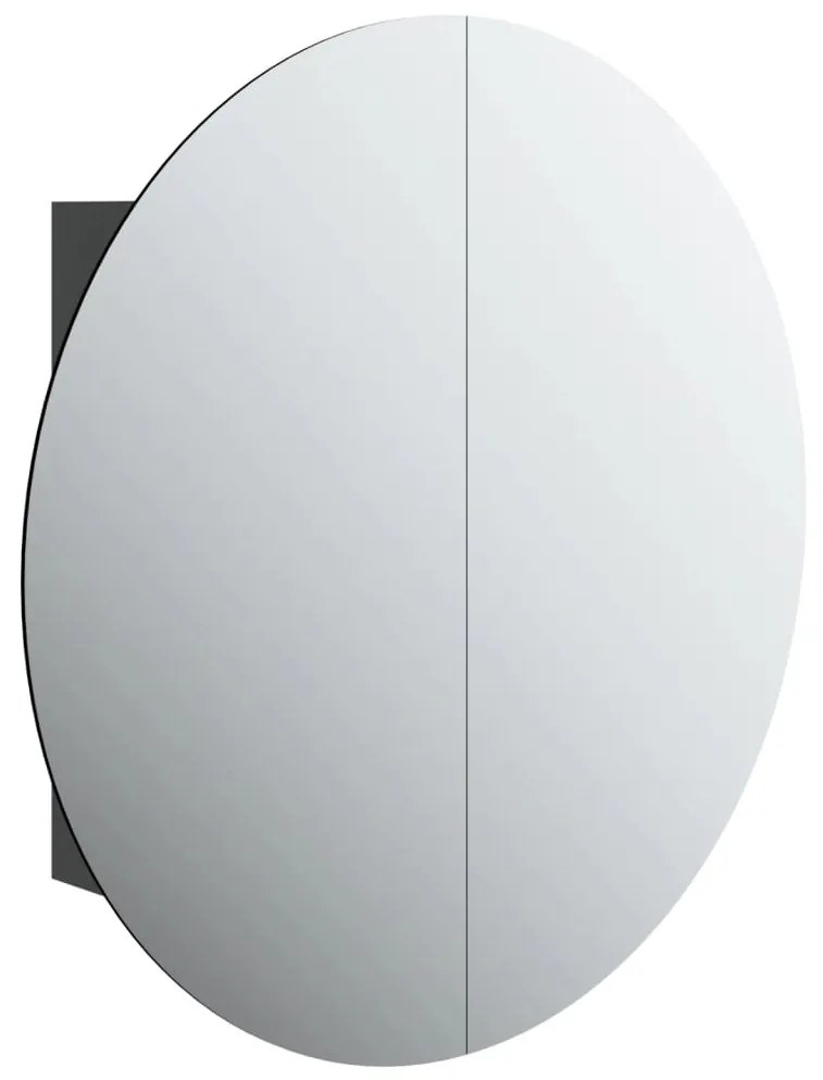 Dulap de baie cu oglinda rotunda si LED, negru, 54x54x17,5 cm Negru, 54 x 54 x 17.5 cm
