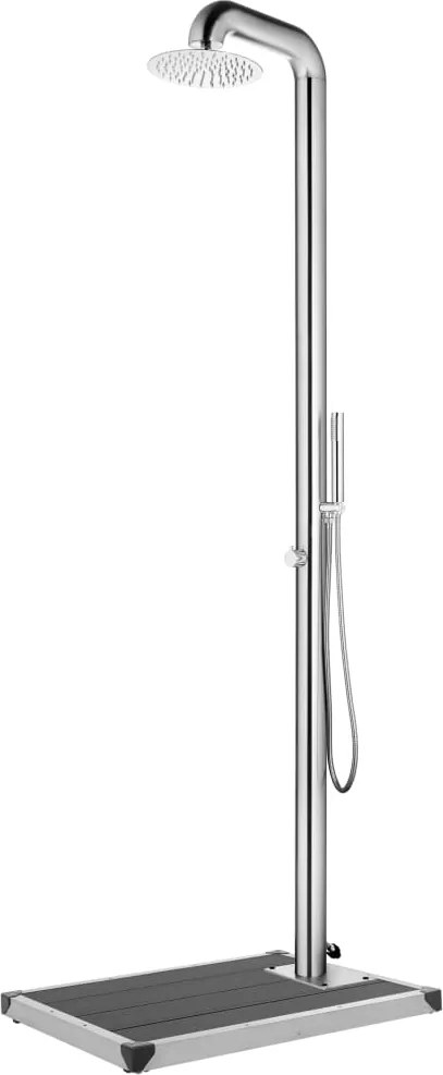 vidaXL Duș de grădină cu bază gri, 230 cm, oțel inoxidabil