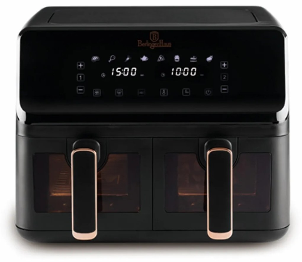 Friteuza cu aer cald dubla, airfryer 4.1 + 4.1 Black Rose Berlinger Haus BH 9469