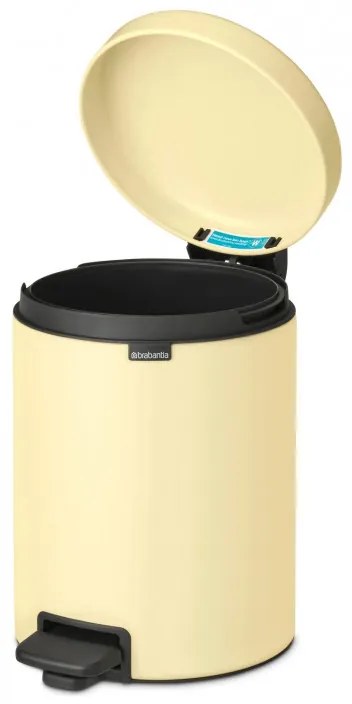 Cos cu pedala Brabantia NewIcon 1008840, 5 L, Inchidere lina, Baza antiderapanta, Galben