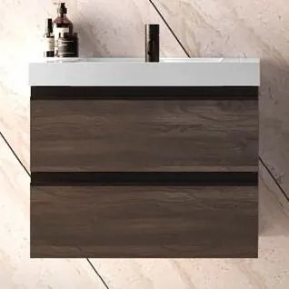 Set mobilier baie (masca suspendata cu 2 sertare si lavoar) Kolpa San Harmony 120x48xH61, stejar inchis