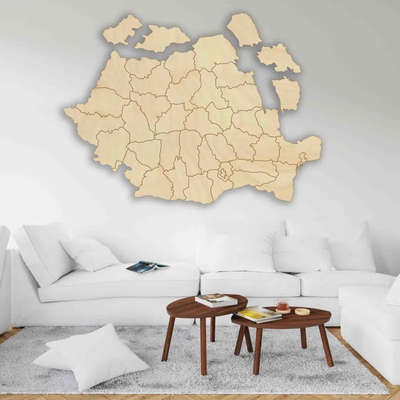SENTOP | Hartă de perete din lemn România - ROMA