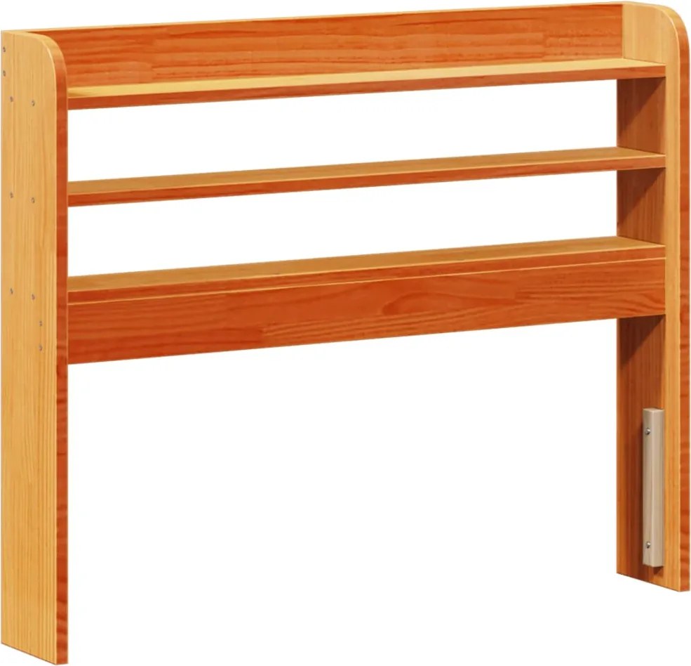 vidaXL Tăblie de pat cu rafturi, maro ceruit, 100 cm, lemn masiv pin