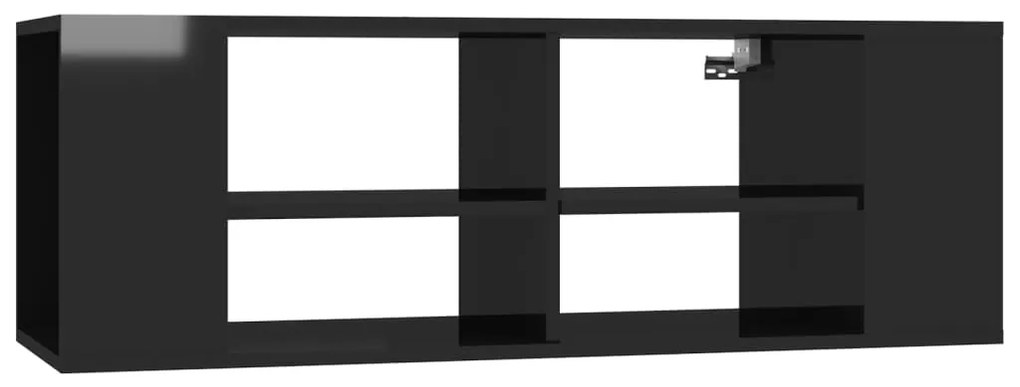 806245 vidaXL Dulap TV montat pe perete, negru extralucios, 102x35x35 cm, PAL