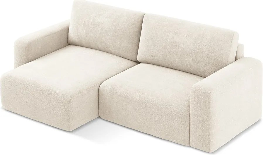 Colțar crem extensibil/cu spațiu de depozitare cu tapițerie din chenille (cu colț pe partea stângă/cu șezlong) Kona – Makamii