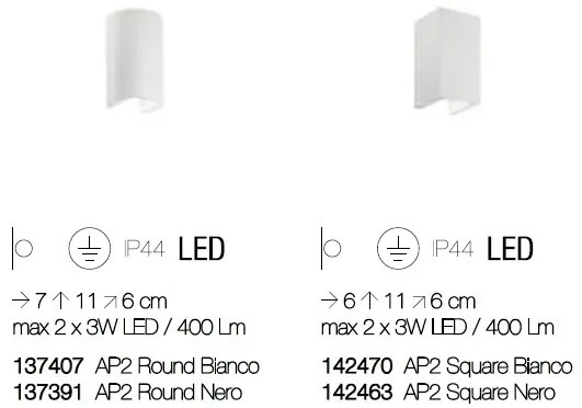 Aplica LED iluminat exterior design modern cu protectie IP44 APOLLO AP2 ROUND negru 137391