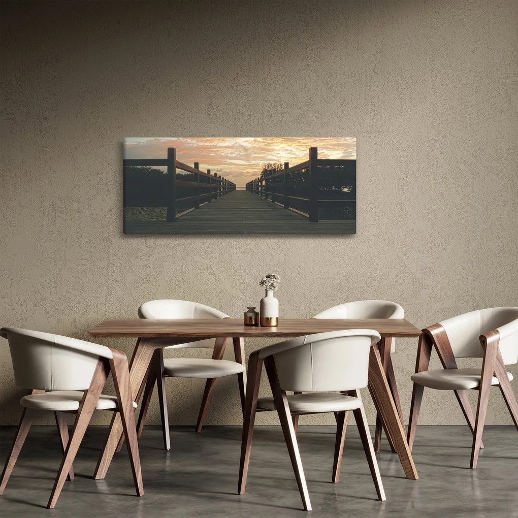 Tablou - Ponton de lemn, lac (120x50 cm)