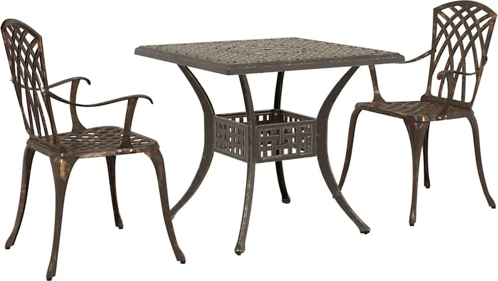vidaXL Set masă de grădină 3 pcs Bronz Aluminiu turnat