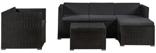 Jusky Set ratan de gradina Punta Cana L - perne negre/antracit