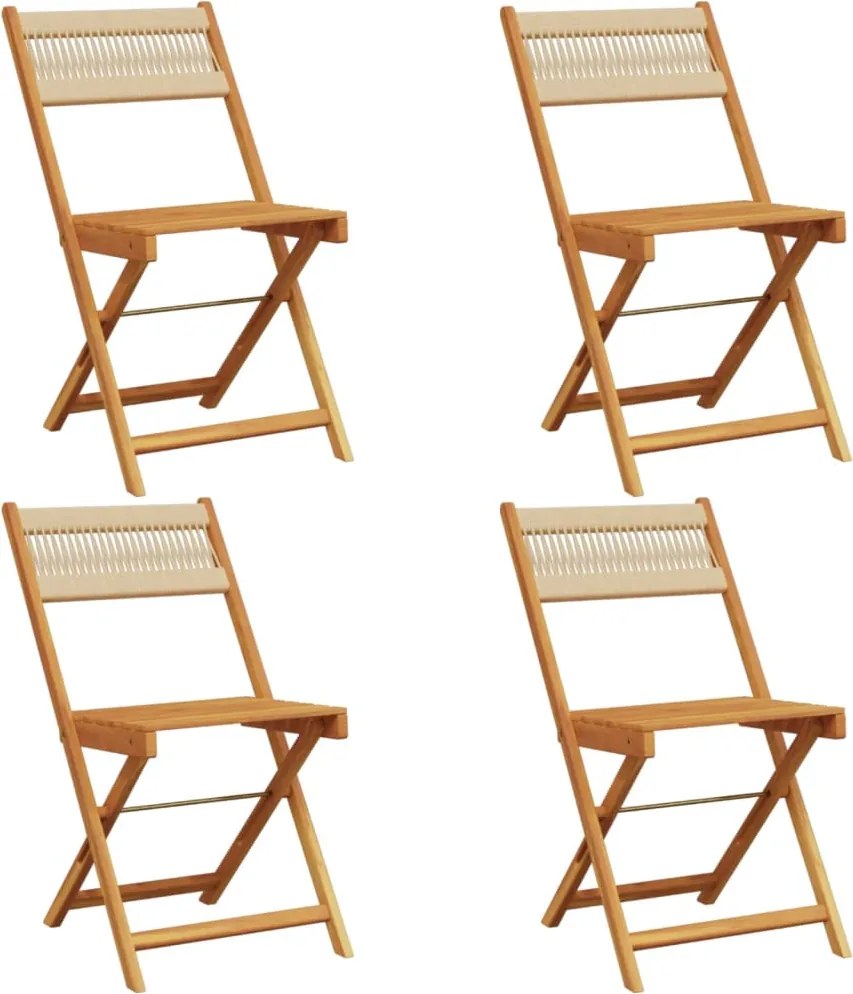 vidaXL Scaune de grădină pliabile, 4 buc., bej, lemn masiv acacia