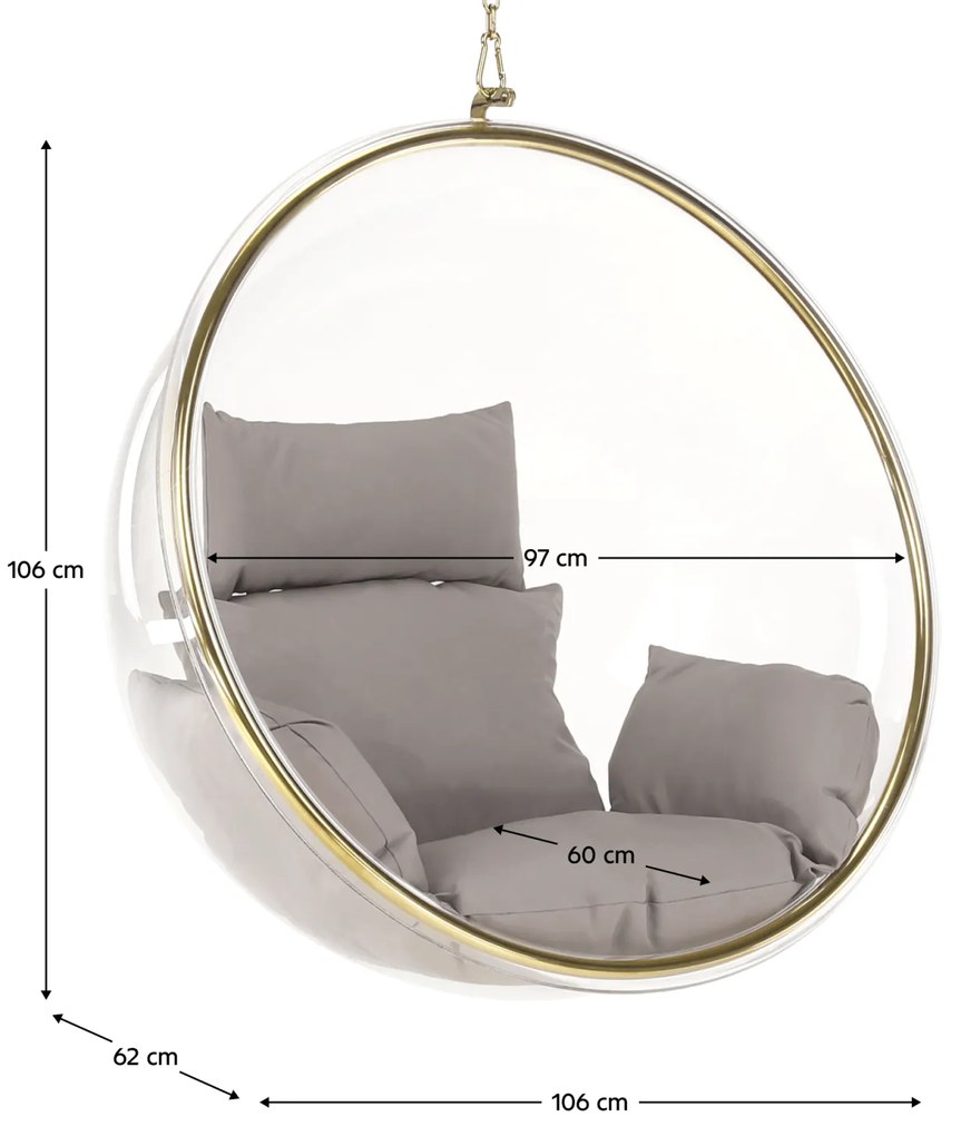 Scaun suspendat, transparent  auriu  gri, BUBBLE NEW TIP 1