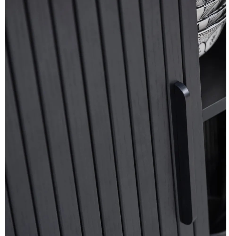 Masă TV neagră cu aspect de lemn de stejar 120x56 cm Nola – Unique Furniture