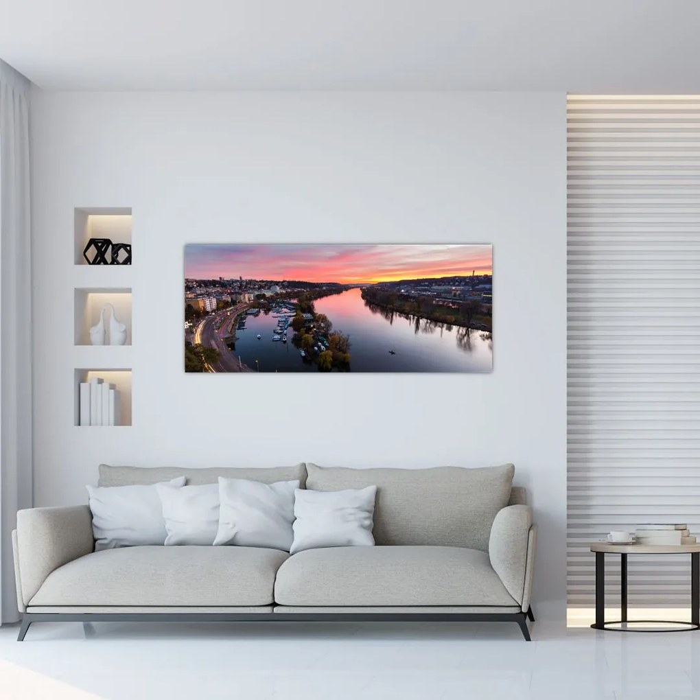 Tablou cu Praga nocturnă (120x50 cm)