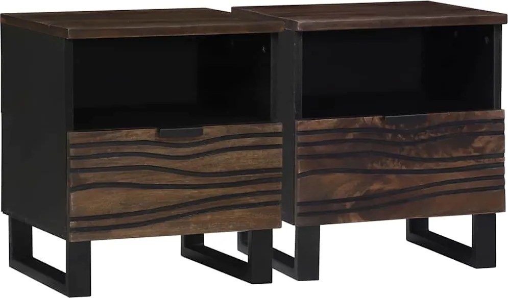 vidaXL Dulap de noapte cu sertar 2 pcs castan 40 x 33 x 46 cm