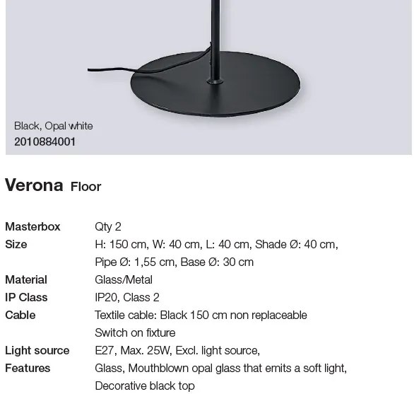 Lampadar design clasic scandinav Verona 2010884001 NL