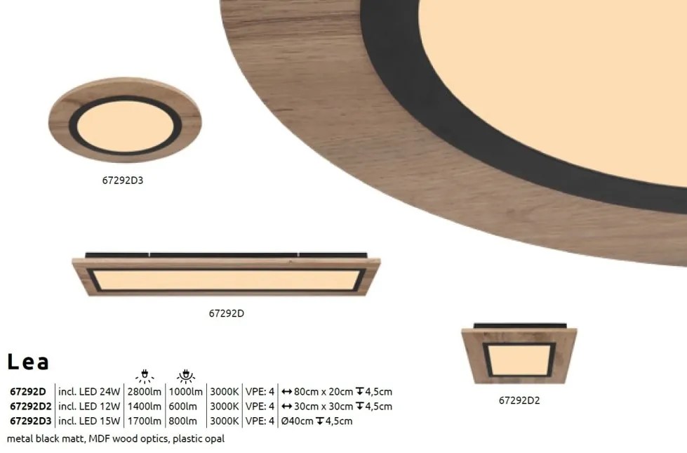 Plafoniera LED design industrial Lea negru, maro 40cm