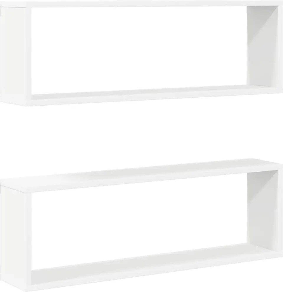 vidaXL Rafturi de perete cub, 2 buc., alb, 80x15x26,5cm lemn prelucrat
