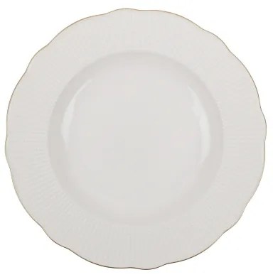 Set de masă din porțelan, 18 piese, alb/auriu