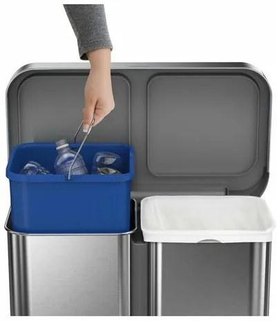 Simplehuman Coș de gunoi cu pedală pentru deșeurisortate 58 l, argintiu