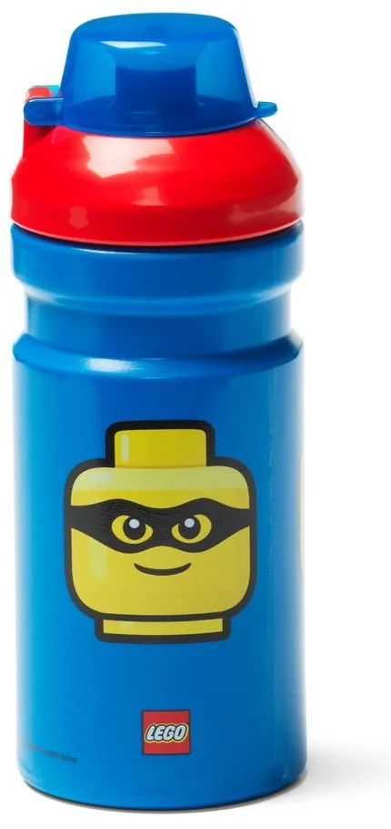 Sticlă pentru apă cu capac roşu LEGO® Iconic, 390 ml, albastru