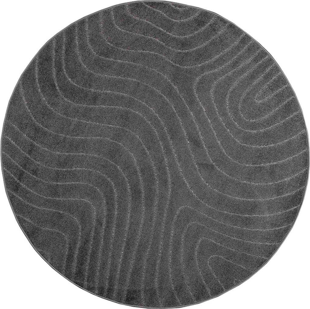 vidaXL Covoare de zonă Rotund PALMERAS Antracit Ø 120 CM Poliester