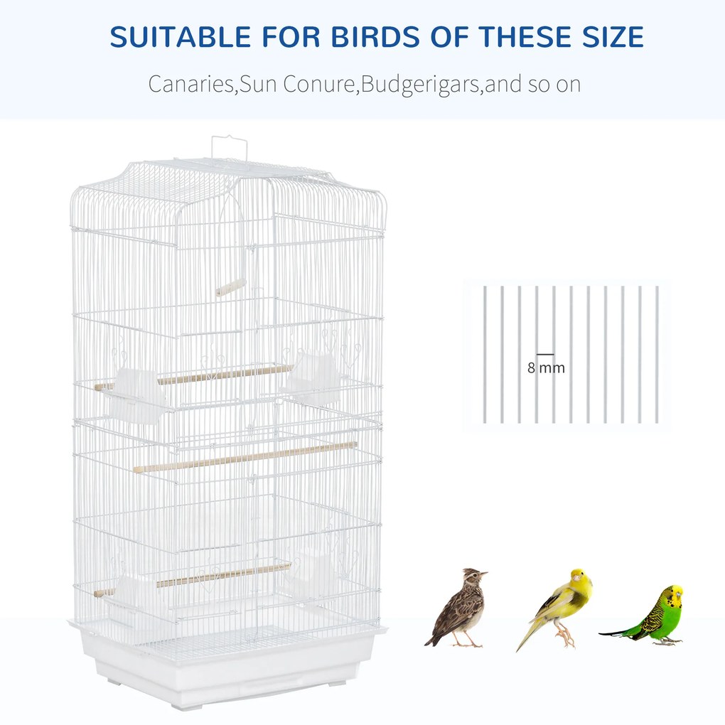 PawHut Cusca Albă pentru Păsări, Spațioasă, cu Accesorii Incluse, 46.5x35.5x92cm | Aosom Romania