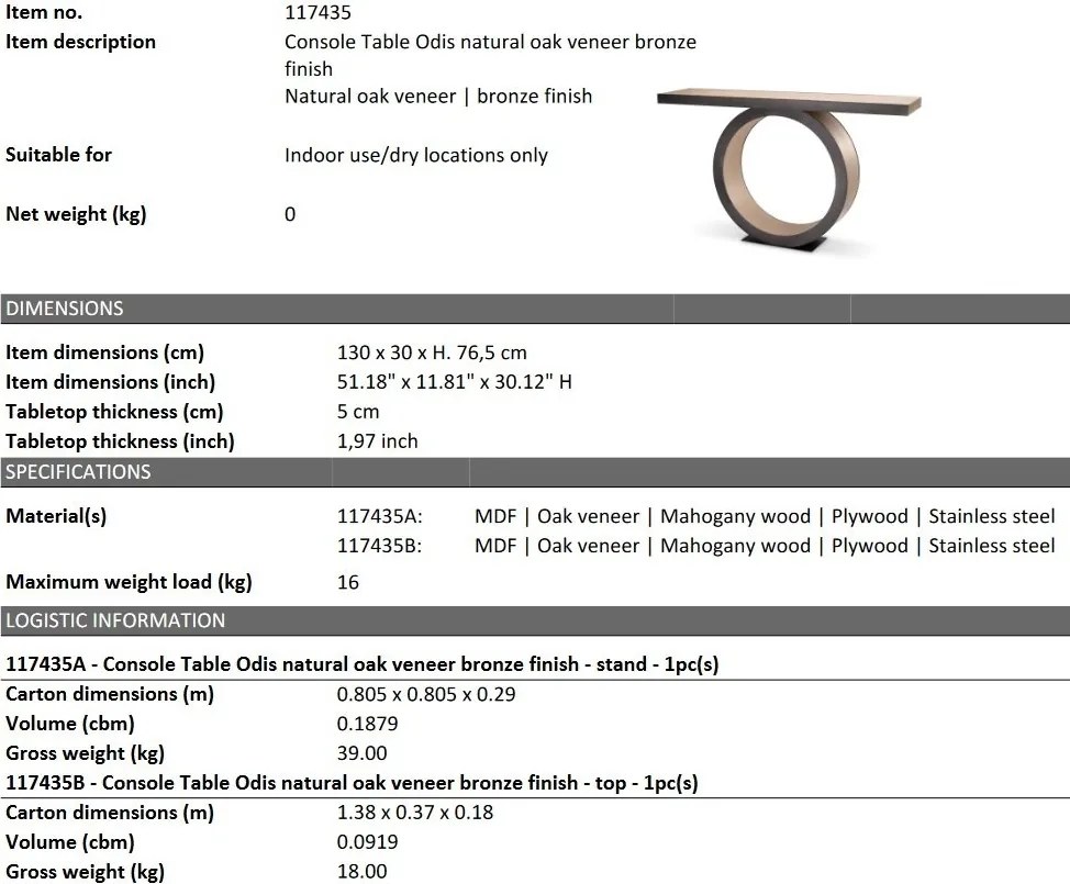 Consola design LUX Odis