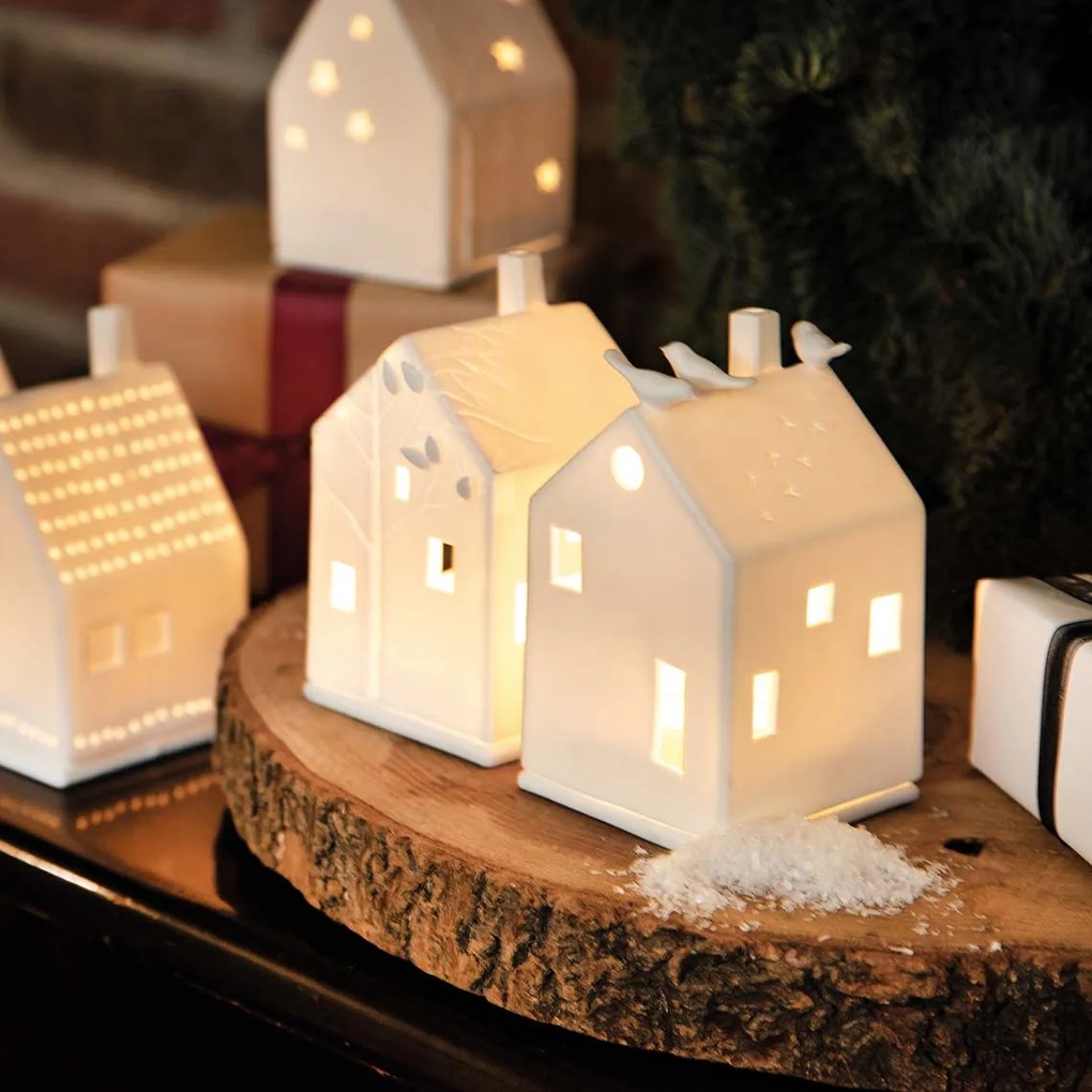 Suport pentru lumanare din portelan alb DOMECEK TREEHOUSE