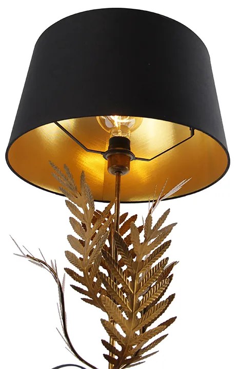 Lampă de masă aurie cu nuanță de bumbac negru 40 cm - Botanica