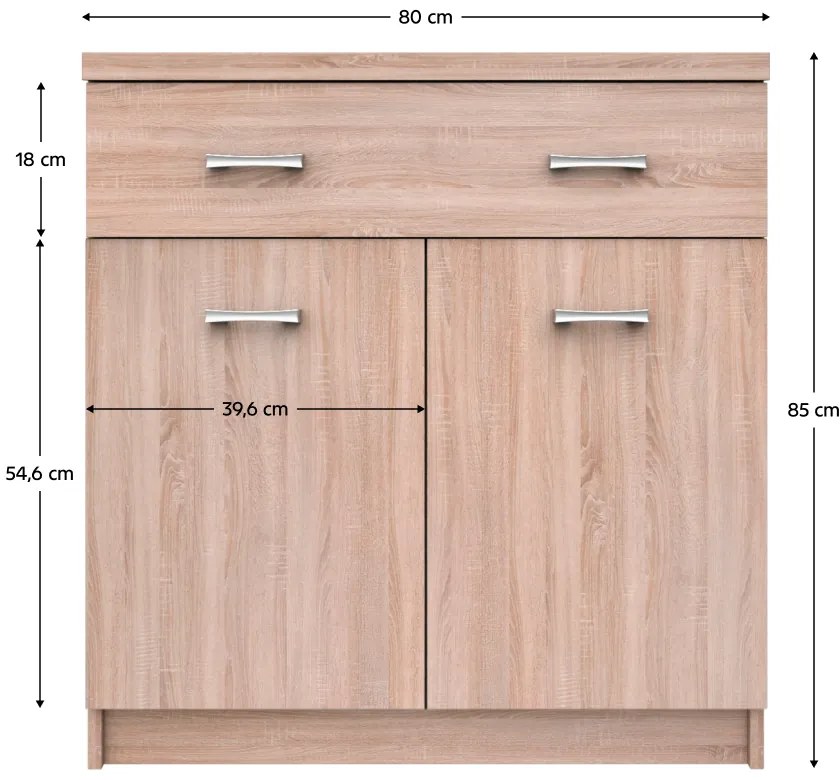 Cabinet TOPTY 1D4S tip 19, stejar Sonoma