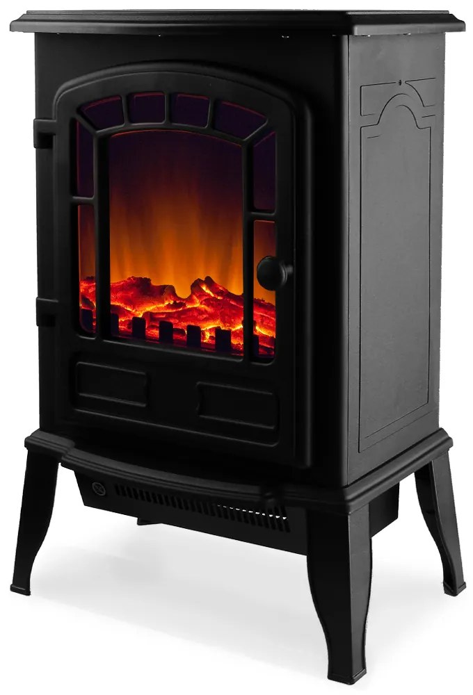Deuba Semineu electric cu incalzire prin ventilator si foc 2000W Negru