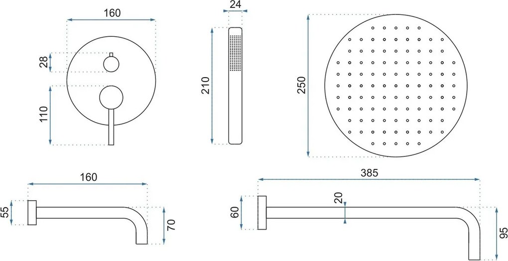 Set incastrat cada si dus Rea Lungo titan + BOX