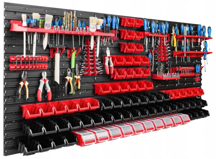 Panou de perete pentru unelte 172x78cm + 78 cutii