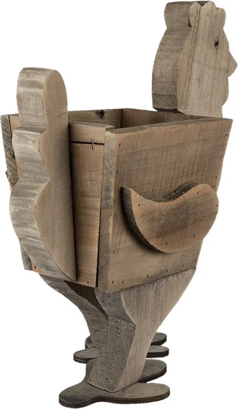 Jardinieră decorativă din lemn, în formă de găină, 35x18x40 cm, stil rustic