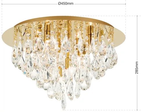 Plafonieră de cristal Orion DLU 2516/45 CELESTE 6xG9/40W/230V d. 45 cm auriu