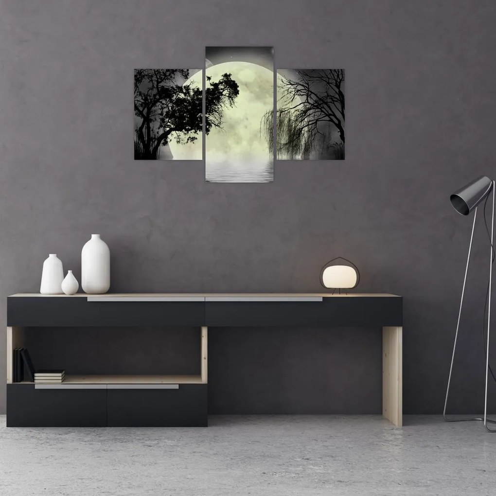 Tablou - Lună plină deasupra apei (90x60 cm)