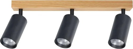 Brilagi - Spot aplicat SELE 3x GU10/30W/230V, negru/decor stejar