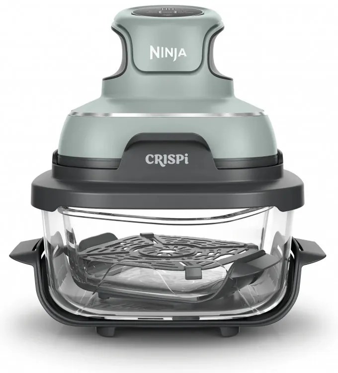 Friteuza cu aer cald portabila 4in1 Ninja CRISPi FN101EUSG, 1700W, 3.8l, 6 portii, 2 recipiente din sticla, 4 programe, Fara PFAS si BPA, Verde