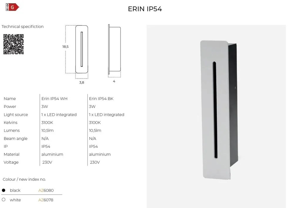 Spot LED incastrabil iluminat scari exterior IP54 ERIN negru