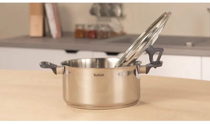 Oala Tefal G7124645 DAILY COOK, 24 cm, 4,5 l, termorezistent, inducție, fără PFOA, Inox