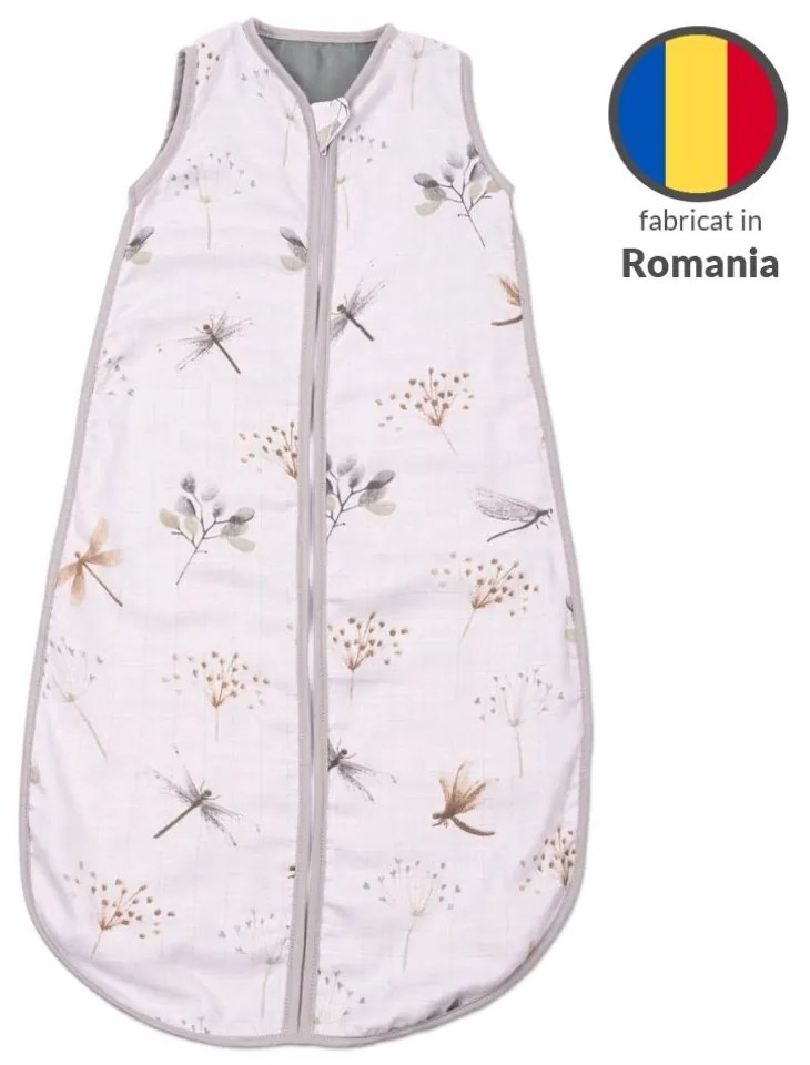 Sac dormit copii de vara din muselina Kidizi Dragonfly 90 cm, 100% bumbac, 6-24 luni 0.5 TOG