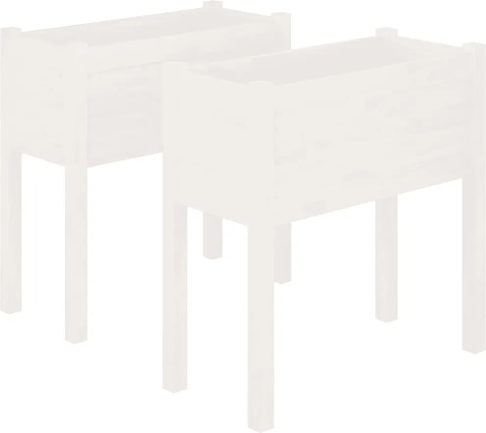 vidaXL Jardiniere de grădină, 2 buc., alb, 70x31x70 cm, lemn masiv pin