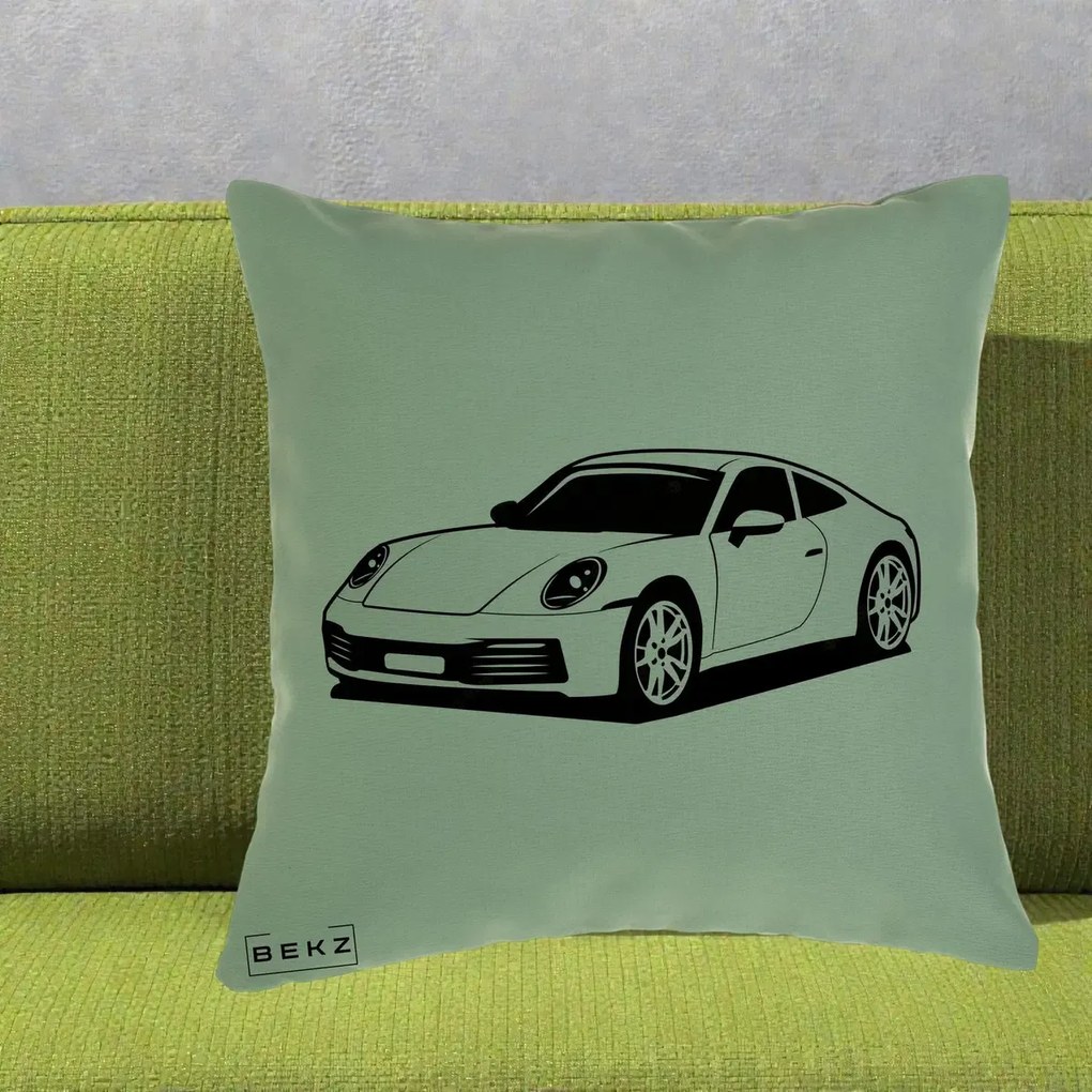 Perna Personalizata Porsche 911 Silueta, 40x40 cm, Verde, Husa Detasabila, Perna Inclusa, BEKZ®