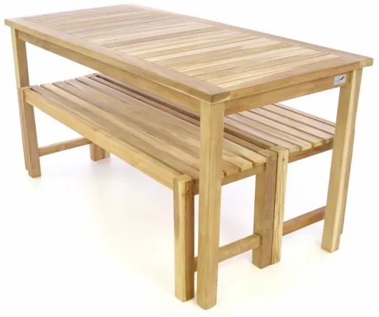 Set bancă și masă de grădină DIVERO - lemn de tec netratat -