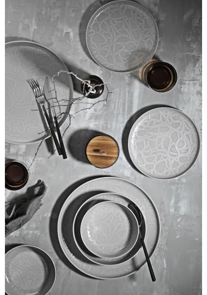 Set de veselă, 24 piese, gri/porțelan