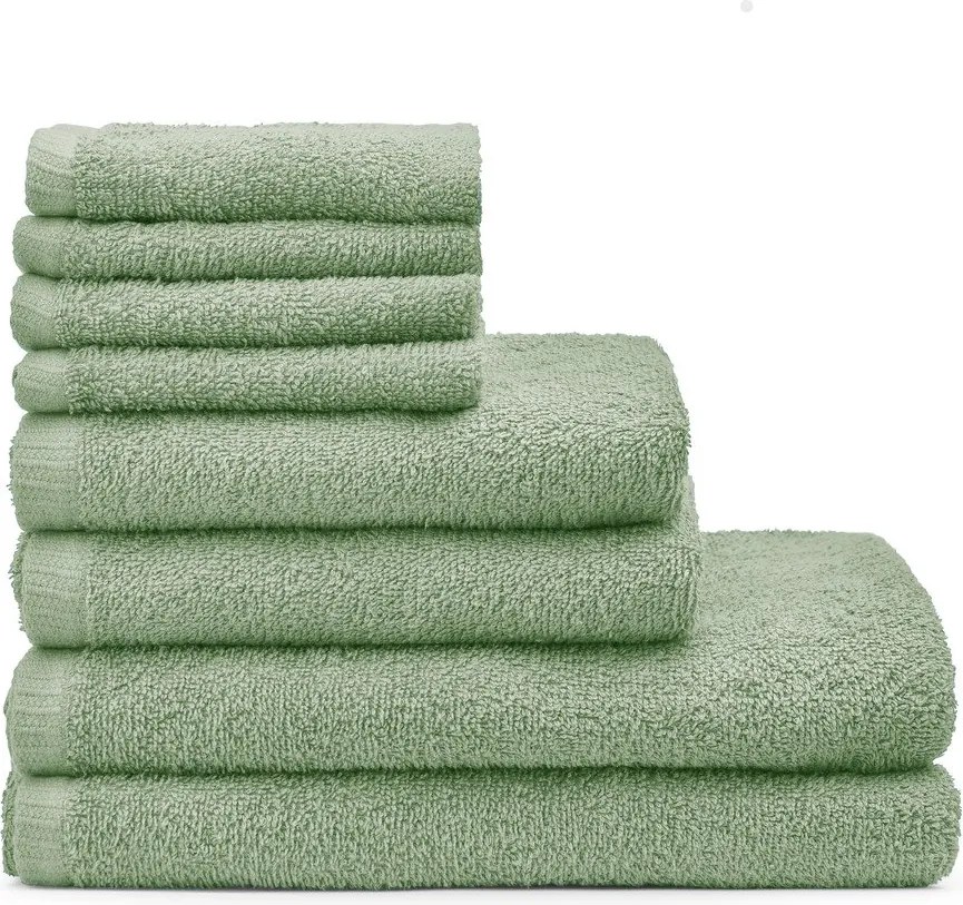 Prosoape de baie verzi 8 buc. din bumbac cu uscare rapidă/din frotir Quick Dry – Catherine Lansfield