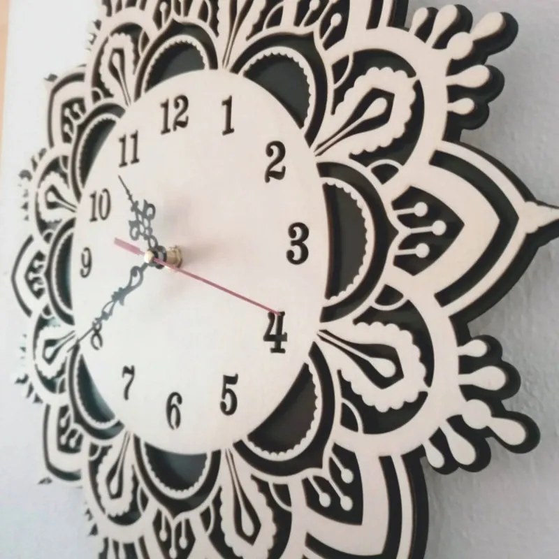 SENTOP | Ceas modern din lemn cu design floral | USVIT