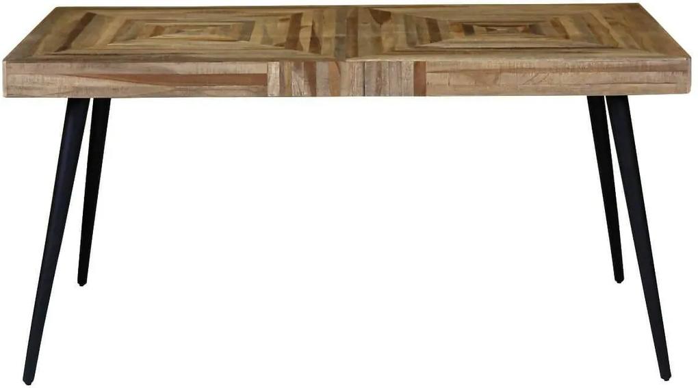 Masa cu Blat din Lemn de Tec cu Picioare Metalice - Tec Natur Lungime(150 cm) x latime( 80 cm) x Inaltime(76 cm)