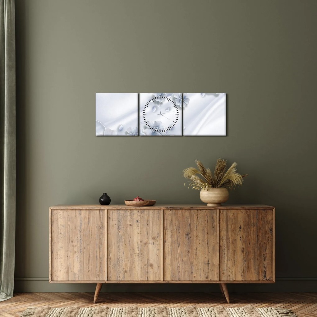 Tablou - Design flori (cu ceas) (90x30 cm)