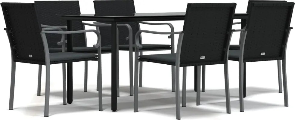 vidaXL Set mobilier de grădină cu perne, 7 piese, poliratan și oțel